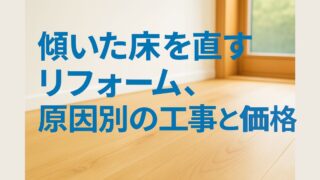 Renovation to fix a tilted floor, construction work and prices according to cause