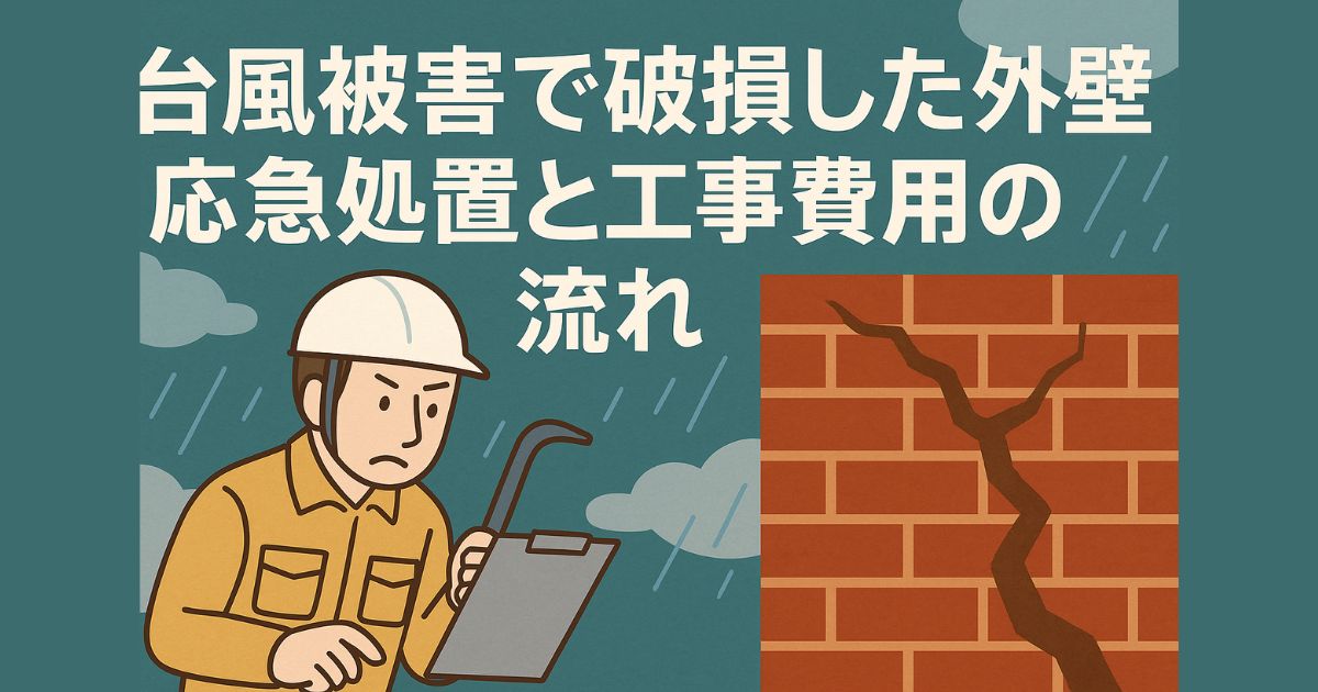 Exterior wall damaged by typhoon